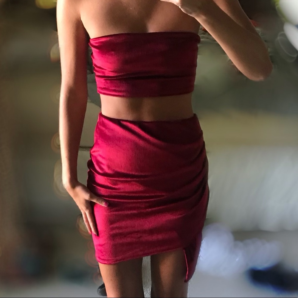 Nasty Gal Velvet Two Piece Dress - Picture 1 of 4